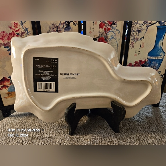 Robert Stanley Buffalo Plaid Black & White Christmas Tree Platter Plate … - Picture 6 of 6